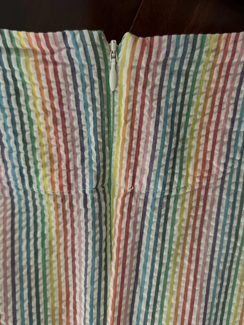 J. Crew V-Neck Peplum Cotton Top Rainbow Seersucker Stripes #AM647 Size 4/6 NWOT